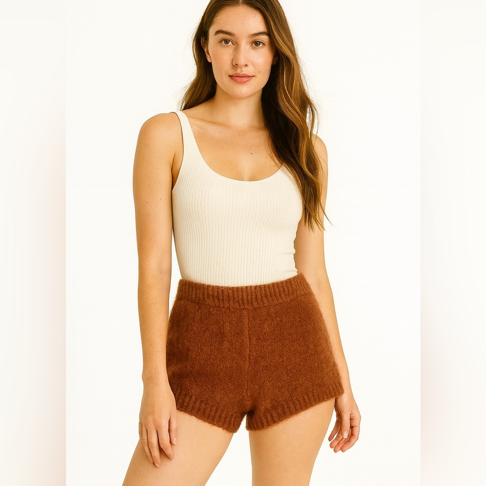 Cozy High Waist Knit Shorts NWT